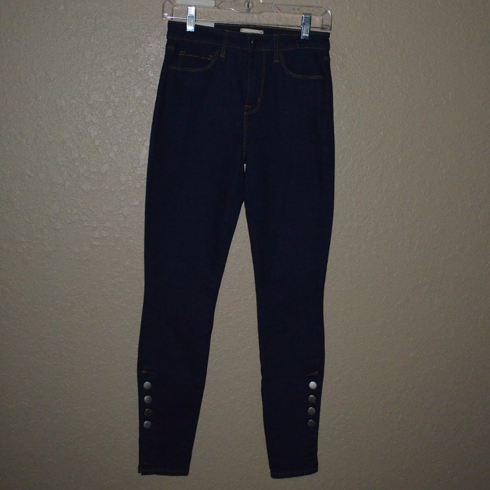NWT $288 L'AGENCE Piper Dark Rinse High Rise Skinny Ankle Button Detail Jeans